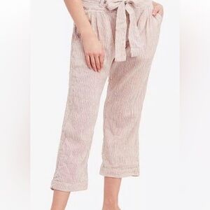 Free People red stripe boho Pants high wasted with tie
